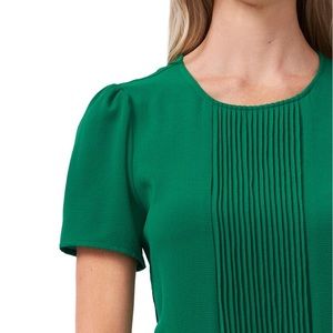 Cece Pintucked Blouse - Green - Size XS